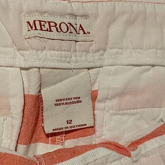 Merona striped pink white  100% cotton sz 12 shorts - Picture 3 of 3